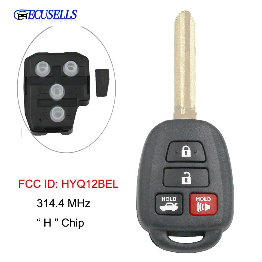 Дистанционный ключ с 4 кнопками для Toyota Camary Corolla 314 МГц без чипа FCCI: HYQ2BEL|Ключ от