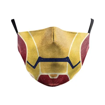 

Mouth Mask Iron Man Print Adult Fabric Mask Washable PM2.5 Filter Dust Proof Protective Reusable Face Mask Cover Print