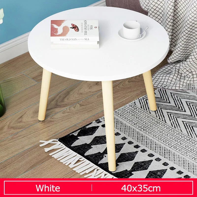 E5097-C-White Многофункциональный цветной журнальный столик Прочный компактный маленький обеденный стол круглый деревянный простой стол для гостиной и спальни - Цвет: E5097-C-White
