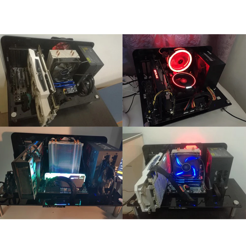 Игровой чехол для компьютера ATX Micro ITX материнская плата ПК DIY Mini Open Acrylic + Metal Frame
