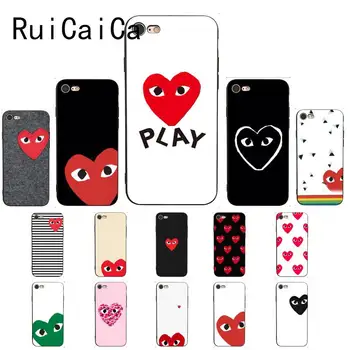 

RuiCaiCa play heart Soft black Phone Case For iPhone 8 7 6 6S Plus X XS MAX 5 5S SE XR 11 11pro promax Mobile Cases