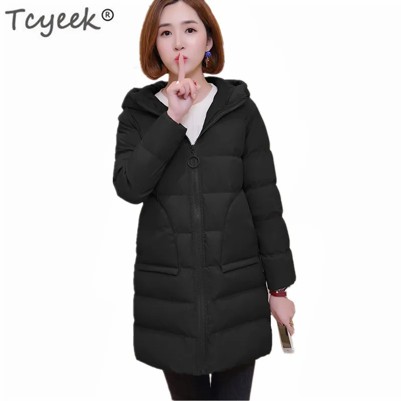 

Down Cotton Parkas Thick Winter Jacket Women Slim Coat Hooded Ladies Black Long Jackets Tops Chaqueta Mujer LWL804