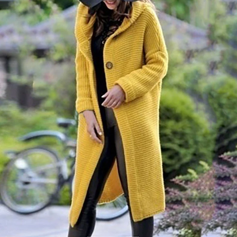 Ladies'sweater кардиган пальто осень и зима длинные модные повседневные темперамент сплошной цвет хлопок жизненная одежда