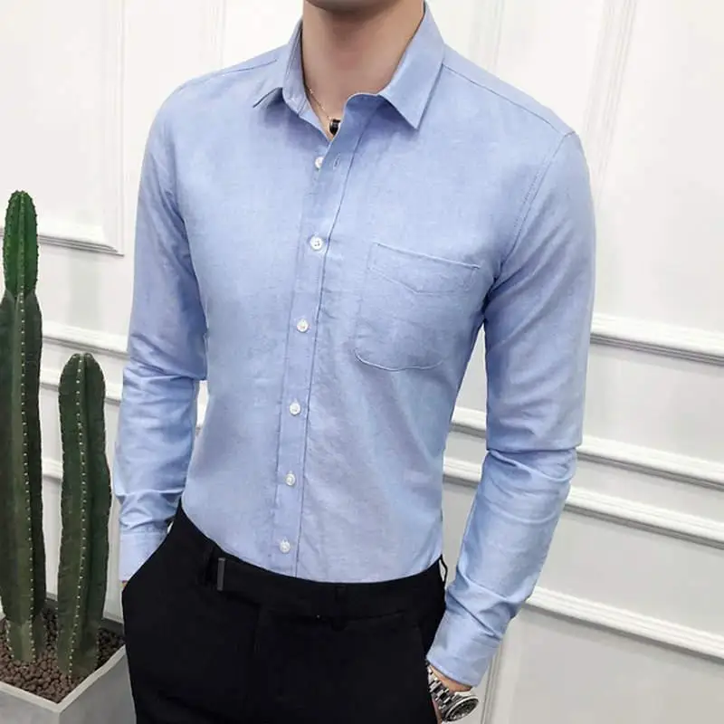 Men Wedding Shirt Long Sleeve Men Dress Shirts Man Business Party Solid Casual Shirt Work Wear Formal Slim Male Shirt m-5xl