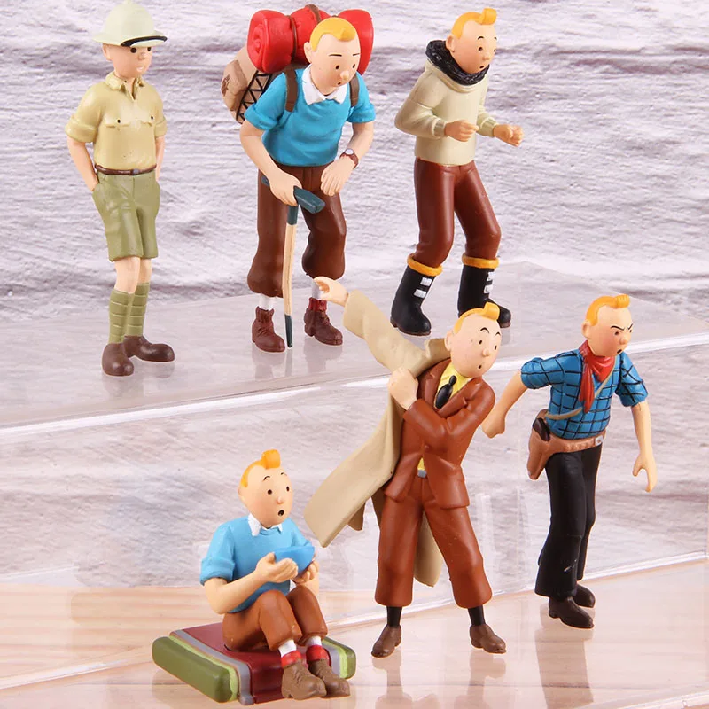 Cena Cyna cyna przygody Tintin pcv kolekcjonerska figurka klasyczny Anime model z kreskówki zabawki 6 sztuk zestaw