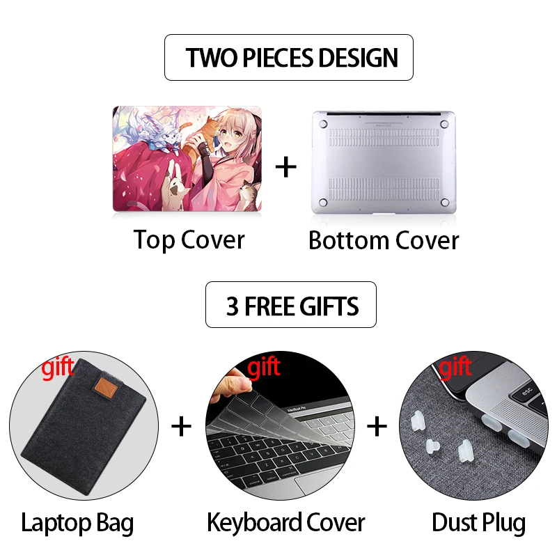 Case do Portátil para Macbook Polegada com Barra de Toque dos Desenhos Luva do Portátil Bonito Retina 11 12 13 15 16 Animados Anime Capa 13.3 Bolsa Bag Mtt ar Pro - Imagem 4