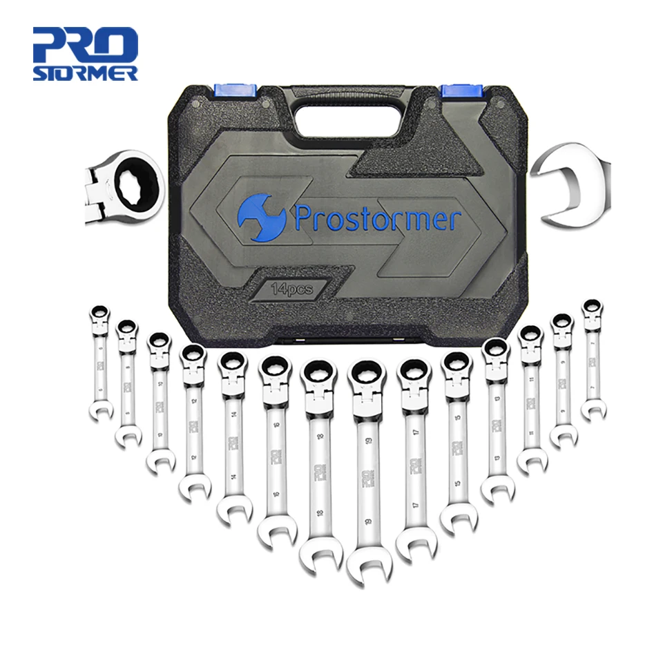 PROSTORMER 14 шт. универсальный ключ гаечные ключи с задерживающими храповиками набор ручной инструмент гаечный ключ двойной конец универсальный гаечный ключ инструмент инструменты для ремонта автомобиля