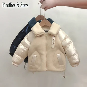 

Winter Autumn Girls Coat Baby Jacket Children Outwear Kids Coat New Shining Velvet Patch Cotton Padded Collar Belt 1 To 7 Yrs