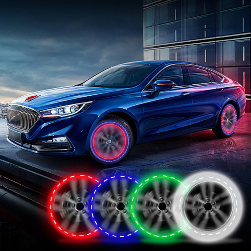 Автомобильные мотоциклетные солнечные колесные огни, декоративный светодиодный светильник, фары для шин, красочный клапан, модифицированные горячие колеса, ступицы, фары, автомобильные аксессуары