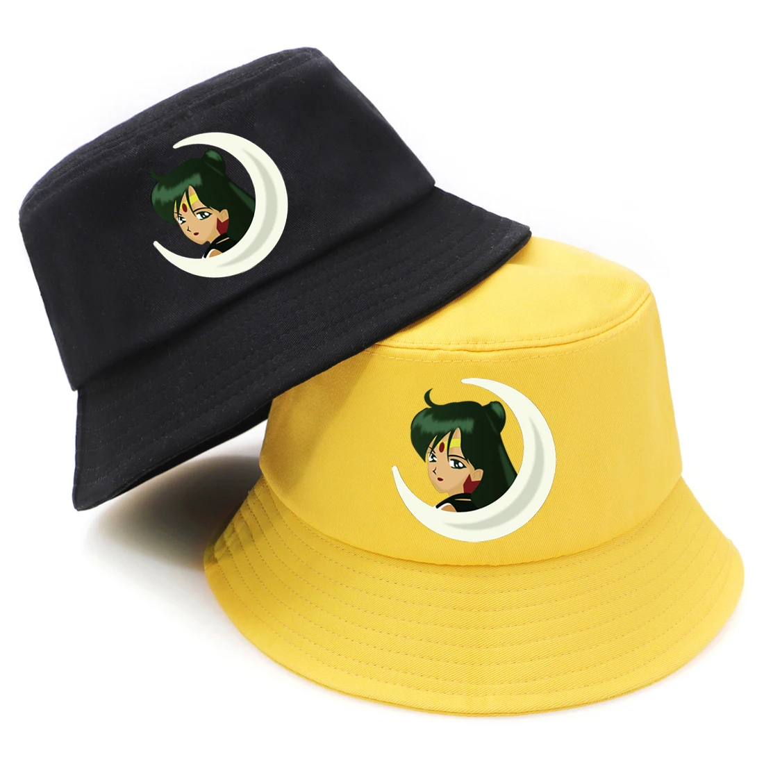 Anime Cartoon Sailor Moon Print Bucket Hats Woman Fashion Foldable Panama Bucket Cap 2020 Men Outdoor Soft  Visor Fisherman Hat