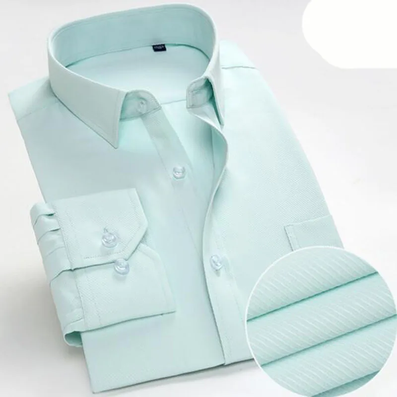 Офисная одежда для мужчин с длинным рукавом однобортные рубашки Camisa, однотонные яркие цвета Саржевые модные рубашки с отложным воротником