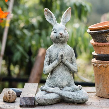 

Modern Lovely Yoga Rabbit Statue Sculpture Craft Figurine Ornament Home Office Art Gift Figurines Home Decor Resin Accessories