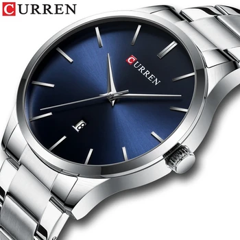 

CURREN Quartz Men Watches Silver Blue Auto Date Wristwatch Fashion Calendar Brand Man Watch Waterproof Relogio Masculino 8357