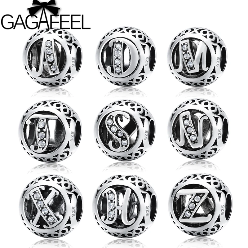 Серебряные бусины GAGAFEEL Полые Подвески с буквами и звездами для самостоятельного
