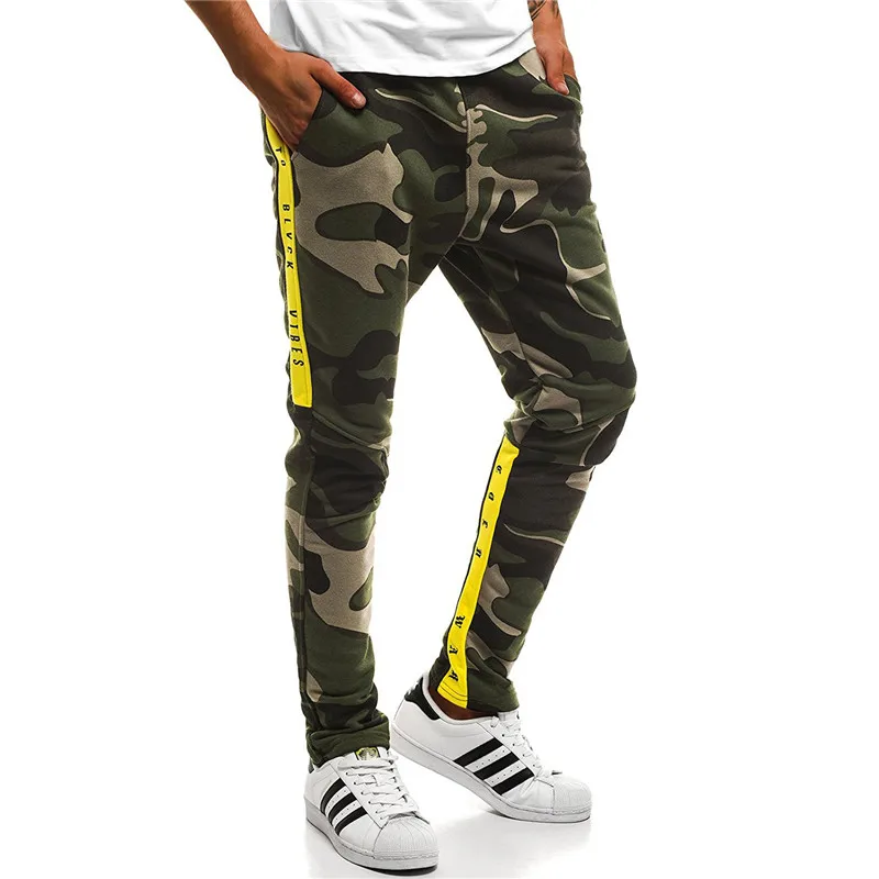 Army Green Мужские брюки для фитнеса утолщенные камуфляжные Мужские Спортивные Повседневные брюки с принтом - Цвет: Army Green