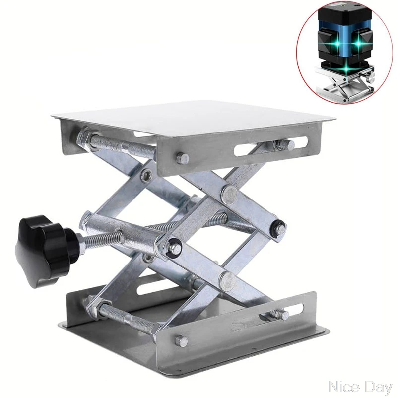 4" Stainless Steel Lab Lifting Platform Stand Lift Rack Scissor Lab Jack Table 
