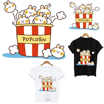 

thermo stickers on clothes Cute popcorn stripes iron on patches applications for clothing woman t-shirt custom patch tops