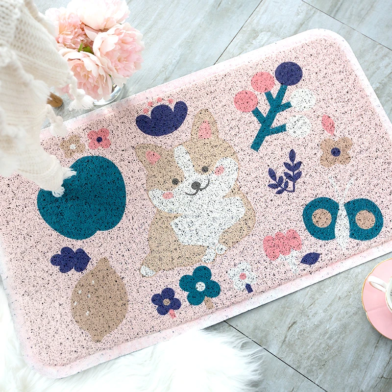 45x75 см милый мультфильм корги ПВХ катушки коврик пол ковер собака коврик в прихожую пылеудаления