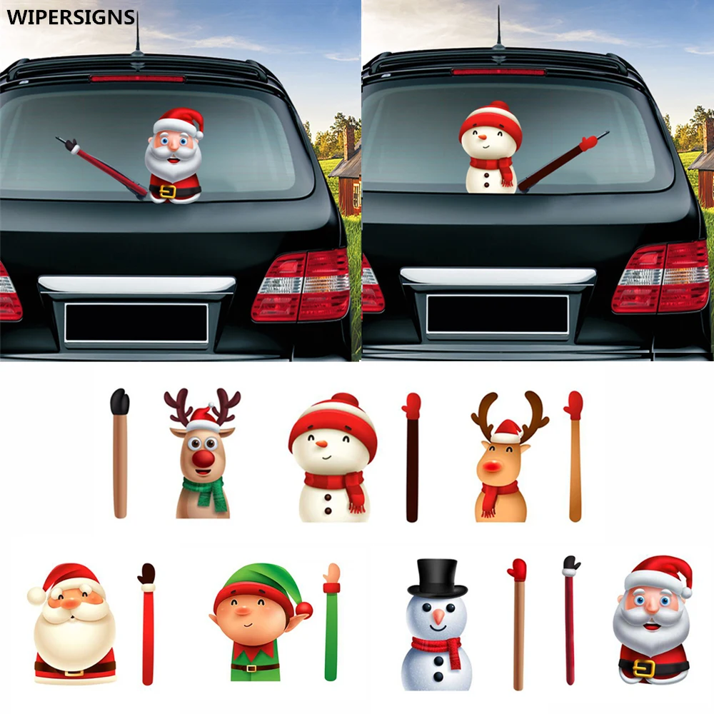 Santa Car Waving Wiper Sticker Rear Window Windshield Stickers For Auto Christmas Decoration Gift And Decals | Автомобили и