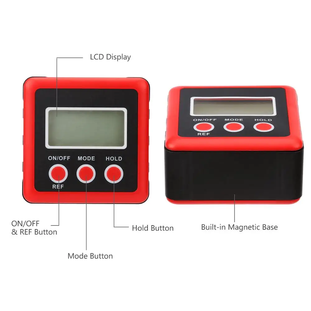 4*90° Level Box Gauge Digital LCD Protractor Magnetic Inclinometer Angle Finder