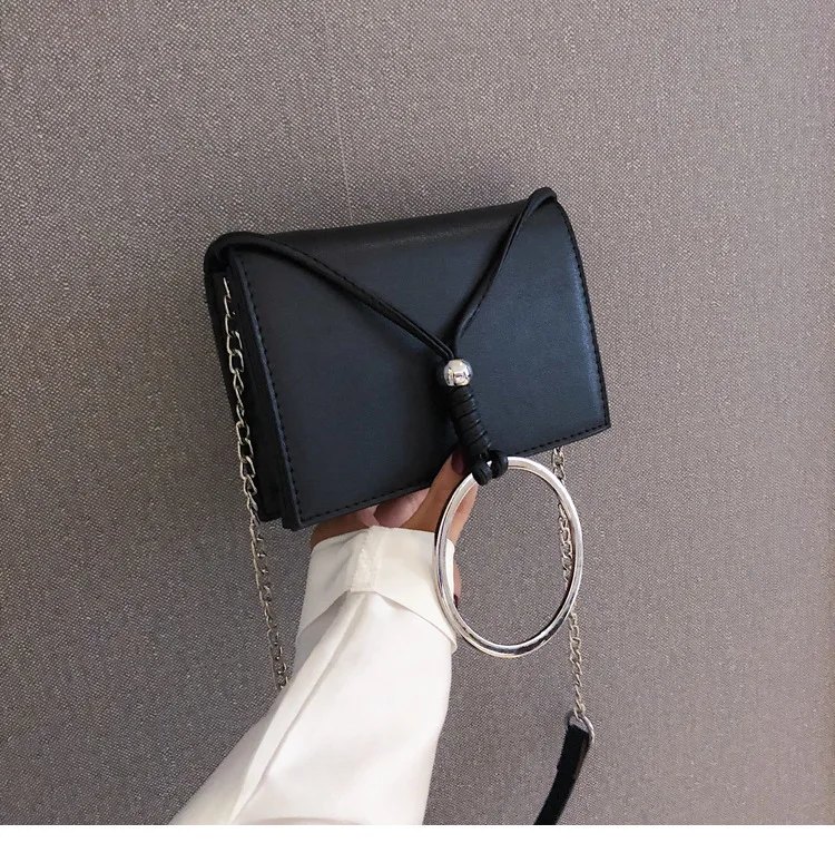 

Korean Wave 2019 on New Style round Iron Hoop-Style Retro Versatile Trend Shoulder Cross-body Tundish Bag Square Bag WOMEN'S Bag