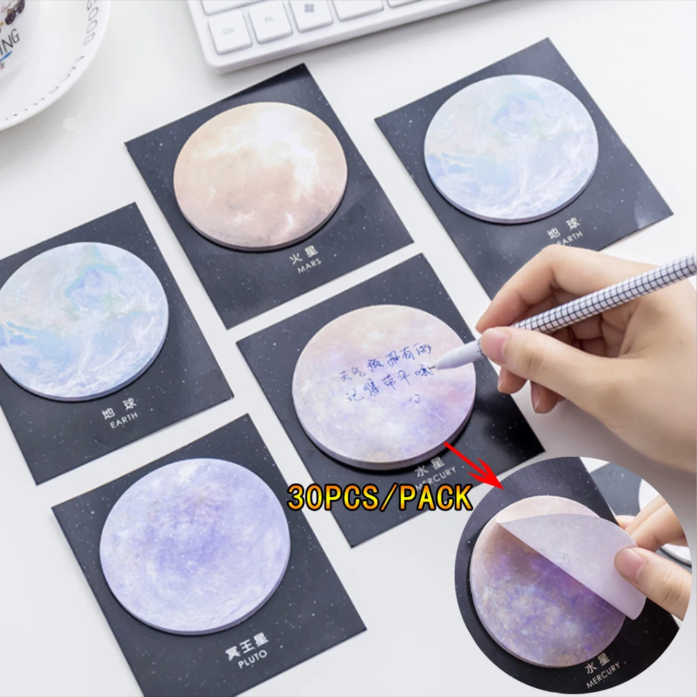

30PCS/Pack Planet Earth Pluto Moon Mini Memo Pad N Times Sticky Notes School Supply Bookmark Post It Label Memo Sticker