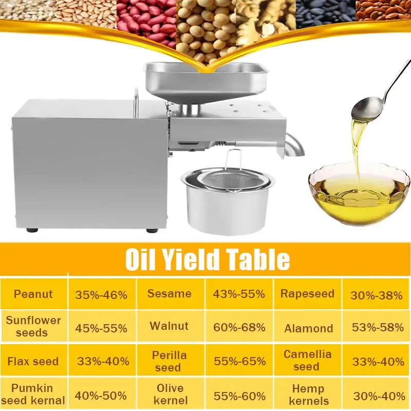 220/110 В пресс для масла, автоматическая интеллектуальная машина для холодного масла из нержавеющей стали, прижимная машина для домашнего масла, экстрактор подсолнечного оливкового масла