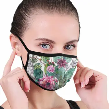 

Cacti Succulent Red Flower Bonsai print Black edge dust mask, suitable for outdoor sports activities, washable and reusable