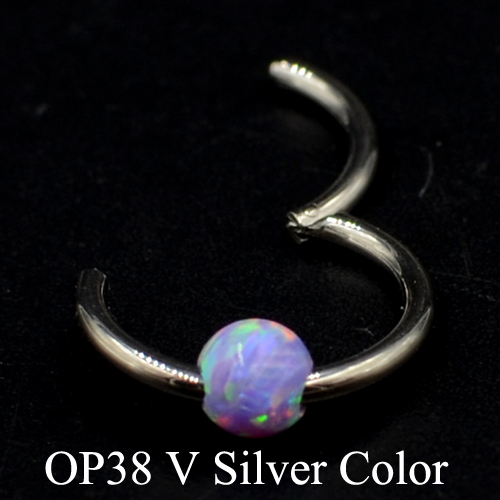 1Piece G23 18g&16gTitanium Opal Segment Hinged Ring Septum Nose Clicker Piercing Nose Lip Earrings Helix Nose Piercing