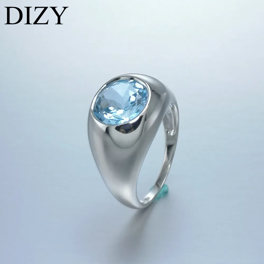 DIZY, Круглый, 4.5CT, натуральный голубой топаз, кольцо, 925 пробы, серебро, драгоценный камень, кольцо для женщин, подарок, свадебное, обручальное, ювелирное изделие