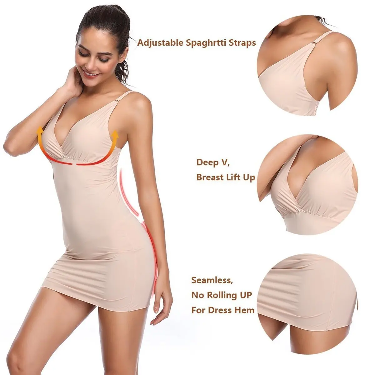 Бесшовное платье Утягивающее тело Формирователь талии тренажер полное