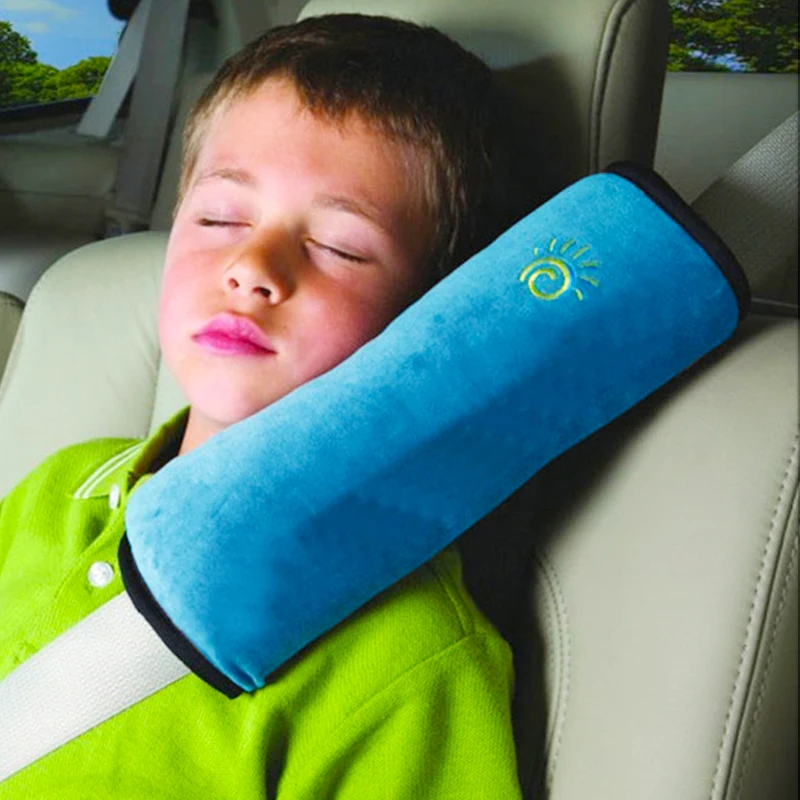 Детский ремень безопасности, автомобильные ремни безопасности, подушка для защиты плеча, автомобильный безопасный регулятор ремня безопасности, автомобильный ремень безопасности, чехол - Название цвета: Синий