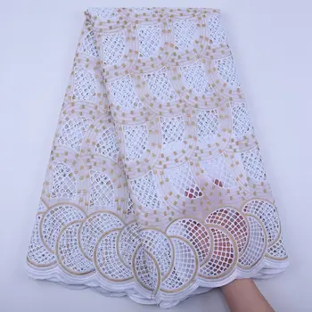 

White Gold Cotton Design African Dry Lace Fabric Swiss Voile Lace In Switzerland 2020 High Quality Nigerian Lace For Dress S1842