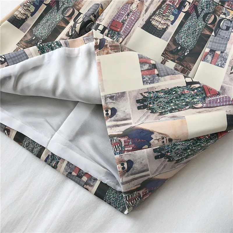 Мини-юбки для девочек с принтом «Океаническая любовь», женские трапециевидные универсальные юбки на молнии с высокой талией, Faldas Mujer Moda, корейские юбки, новинка 13907
