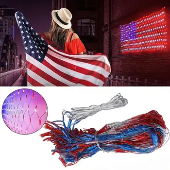 

2x1M 110V American Flag LED Net Mesh Fairy String Light Garland Window Curtain Christmas Fairy Light Wedding Party Holiday Light