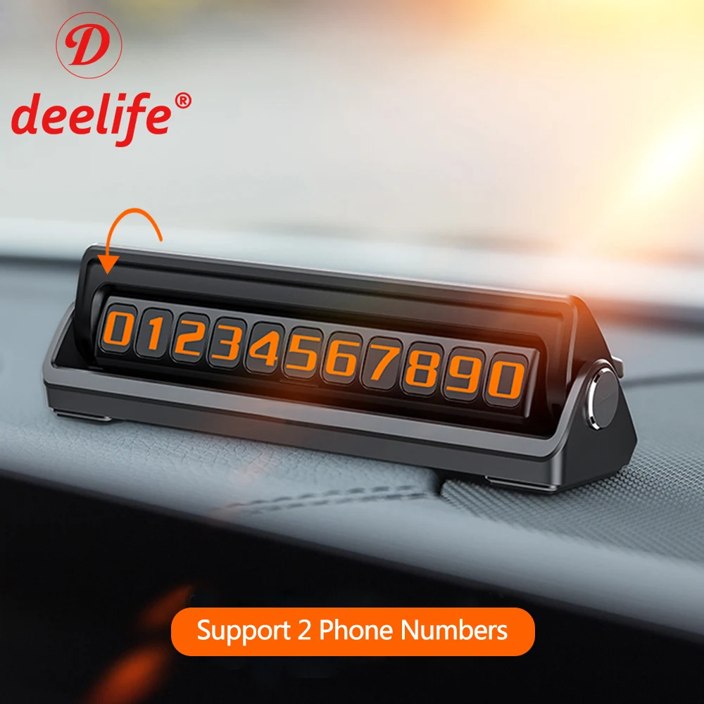  Deelife Car Phone Number Temporary Parking Card Plate with 2 Telephone Numbers Hidden Flippable