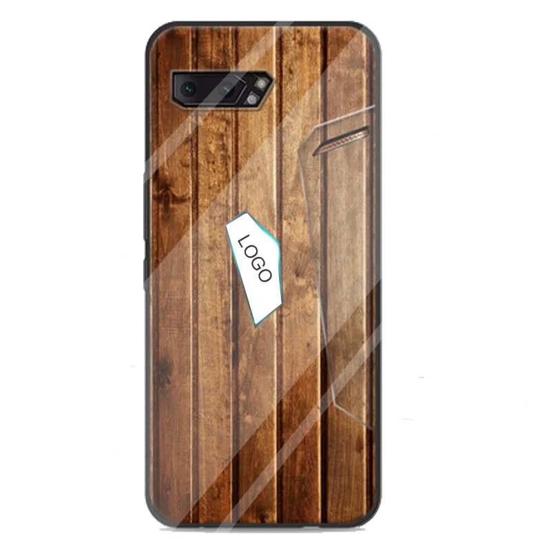 Чехол для телефона Asus ROG Phone2 ZS660KL из закаленного стекла с деревянным камнем и рисунком для игр ROGPhone2