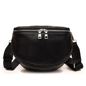 

2020 Fashion Wild Shoulder Messenger Bag Black Zipper Chest Bag Large Capacity Waist Bag