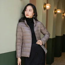 

2022 New Winter Women Down Coat Ultralight Collarless Duck Down Jacket Portable Female Padded Parkas O-Neck Puffer Overcoat
