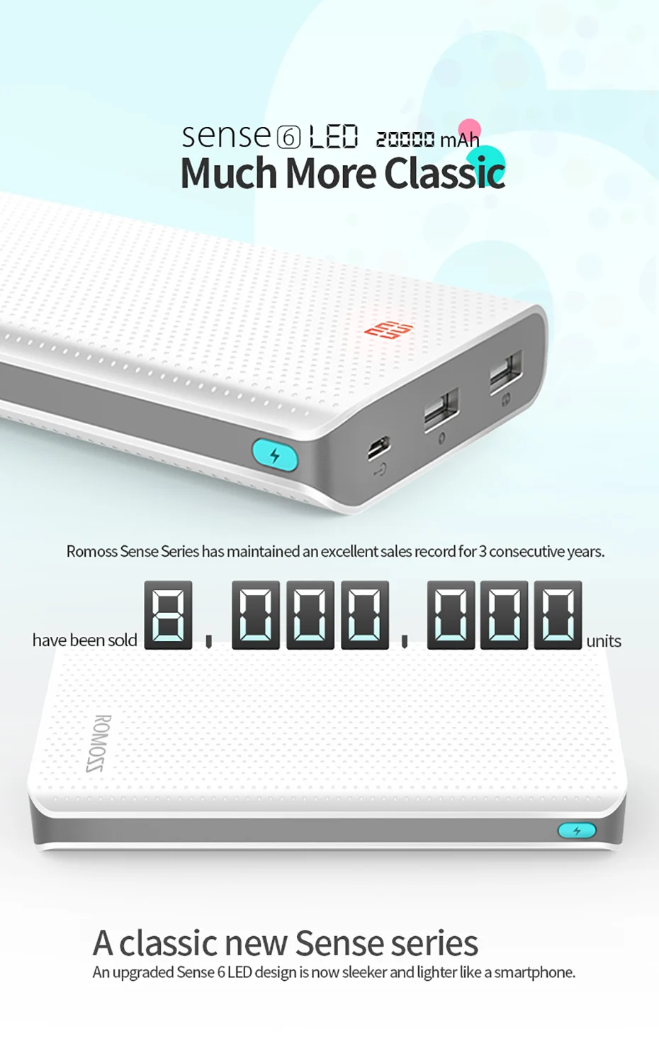 Original Romoss 20000mah Sense 6 Led Power Bank Dual Port External Battery Pack With Led Indicator Fast Charging For Phone Table Power Bank Aliexpress