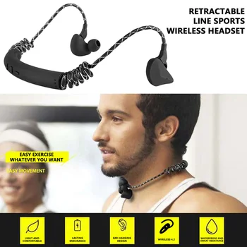 

Retractable Line Sports Headphones Wireless Sports In-Ear Stereo for Apple Headphones Bluetooth Earphone