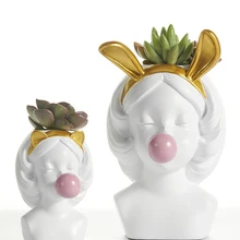 Современная девушка из смолы кукла цветочные горшки украшения для дома гостиной настольная ваза ремесла декорация зеленое растение горшечная Статуэтка для декора искусство