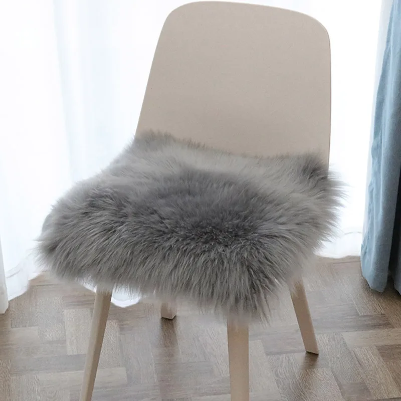 Faux Fur Chair Cushion Square Home Decorated Office Zipper Soft Warm Plush Pillow For Padchair Chairs sofa cushion | Дом и сад
