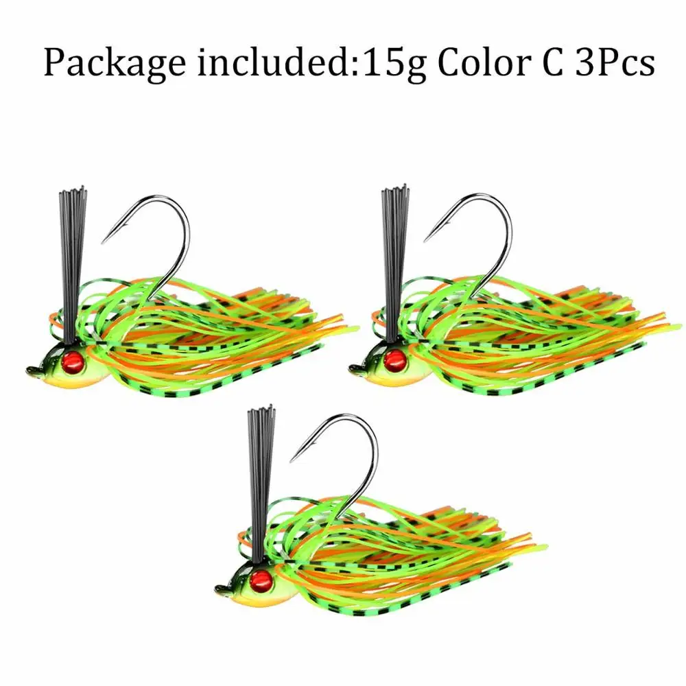 3pcs 15g Color C 3 шт./лот джиг голова бас рыболовные приманки силиконовая резиновая юбка плавательные крючки на окуня наживка isca искусственного блесна на окуня Pesca Leurres - Цвет: 3pcs 15g Color C