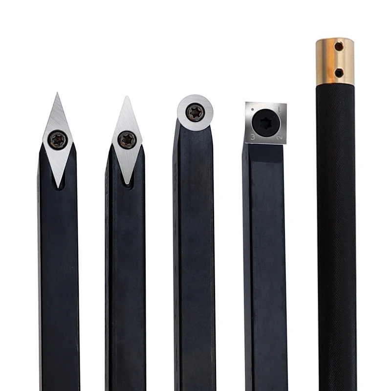 US $69.05 5pcsSet Wood Lathe Turning Tool Chisel Changeable Tungsten Carbide Blades Tip Lathe Tool Insert Cutter Woodworking Tool Set