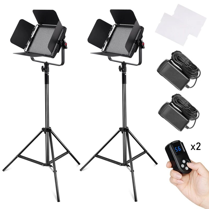 US $298.08 BiColor 600 LED Video Light And Stand Kit 32005600K CRI 96 Dimmable Light With U Bracket And Barndoor For Studio Photography