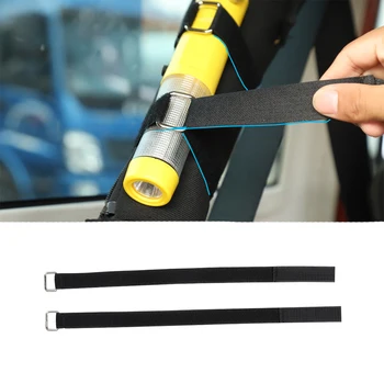 

for Jeep Wrangler JK JKU 2007-2017 Roll Bar Flashlight Strap Universal Car Interior Accessories Weaving Tape + Stainless Steel Black 32.cm or 46.6cm 2pcs/1set Car Styling