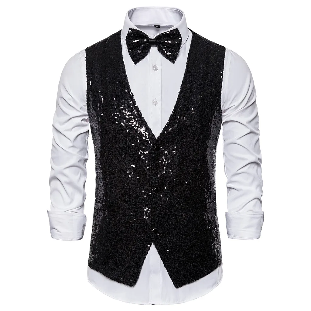 Блестками Для мужчин костюм жилет Slim Fit вечерние Для мужчин жилет без рукавов chalecos para hombre d91212