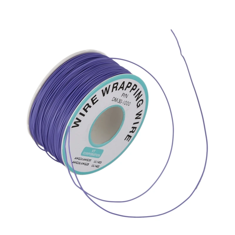 Фиолетовый ПВХ покрытый оловянный медный провод обертка 30AWG кабель 305