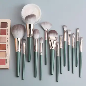 

14PCS/set Of Makeup Brush Set With Bag Foundation Blush Beauty Tool Wooden Handle Soft Corrugated Silk Nylon Hair Cosmetic Brush